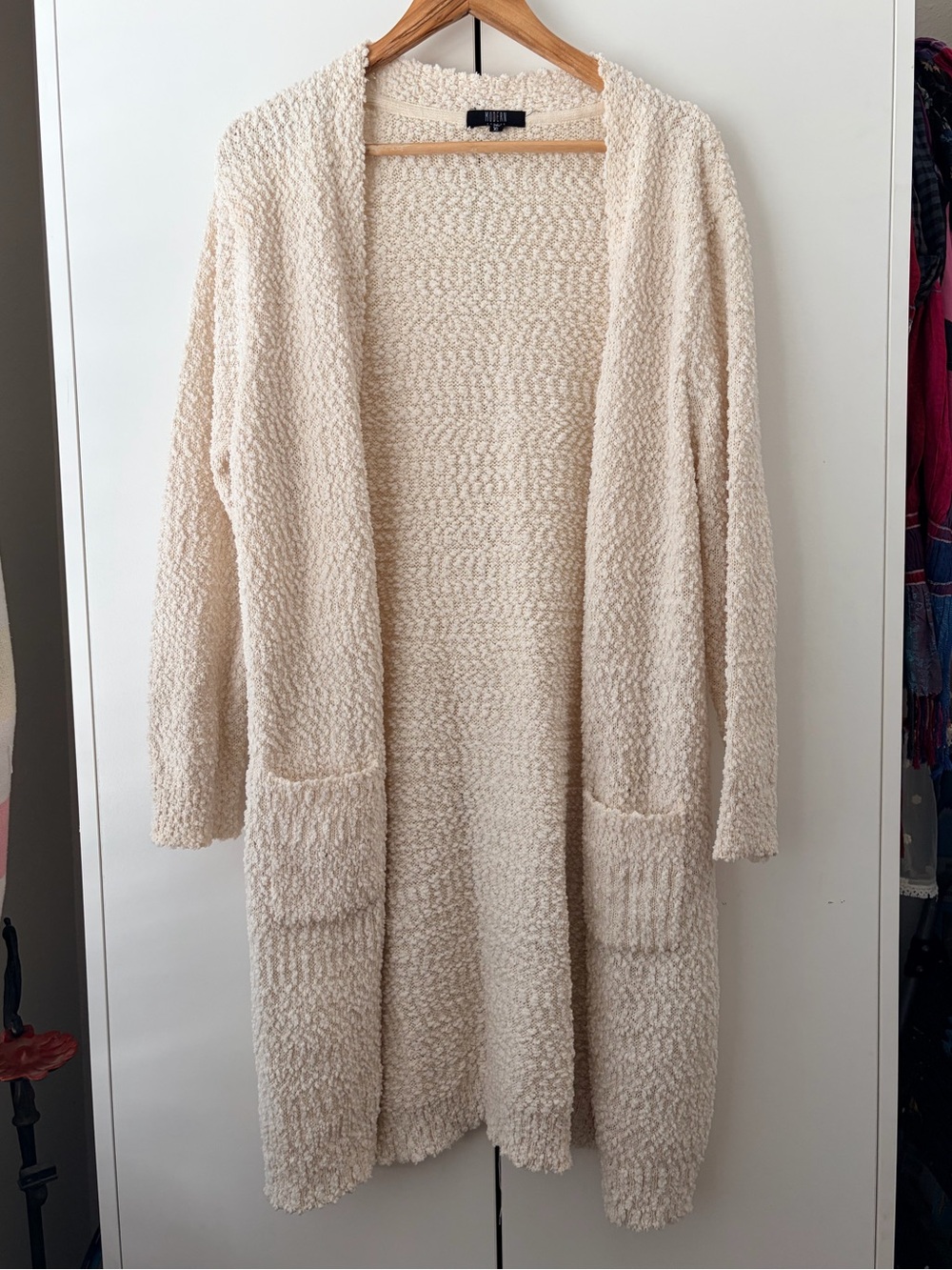 Modern Lux Cream Open-Front Plush Knit Cardigan